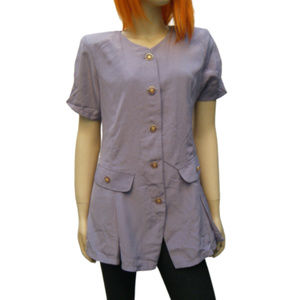 80s Vintage Tunic, Silky Pastel Purple w Victorian